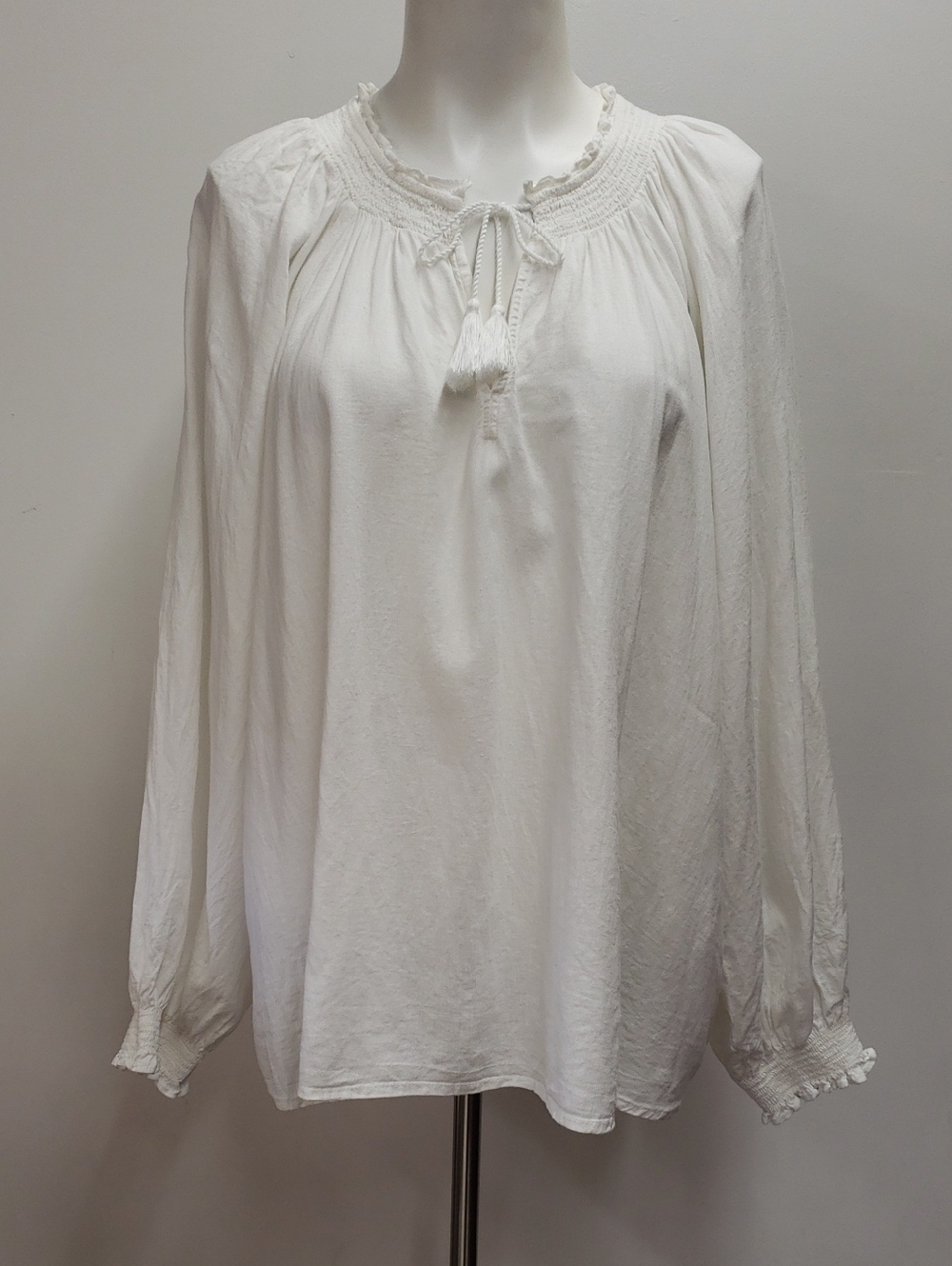 Old Navy White Long Ssleeve Peasant Blouse Women's XXL Romantic Renaissance